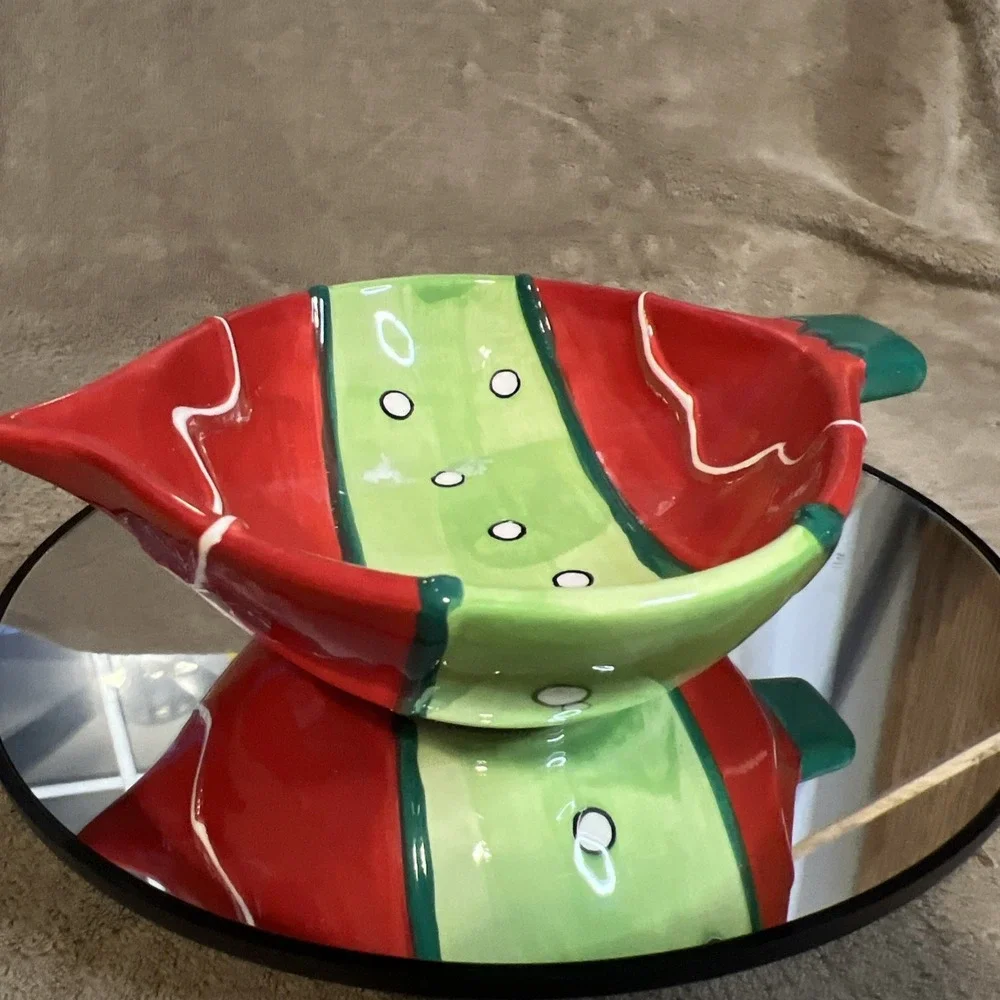 Den Craft Inc Christmas Ornament Candy Dish Ceramic‎
